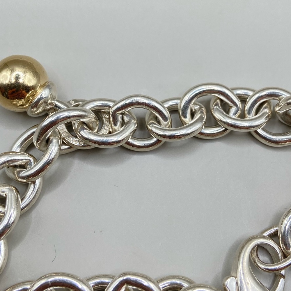 Tiffany & Co. Silver Chain Bracelet with Gold Drop Charm - Picture 14 of 14
